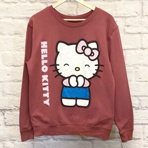 Hello Kitty XXL Juniors Sweatshirt Soft Graphic Pullover Maroon Long Sleeve